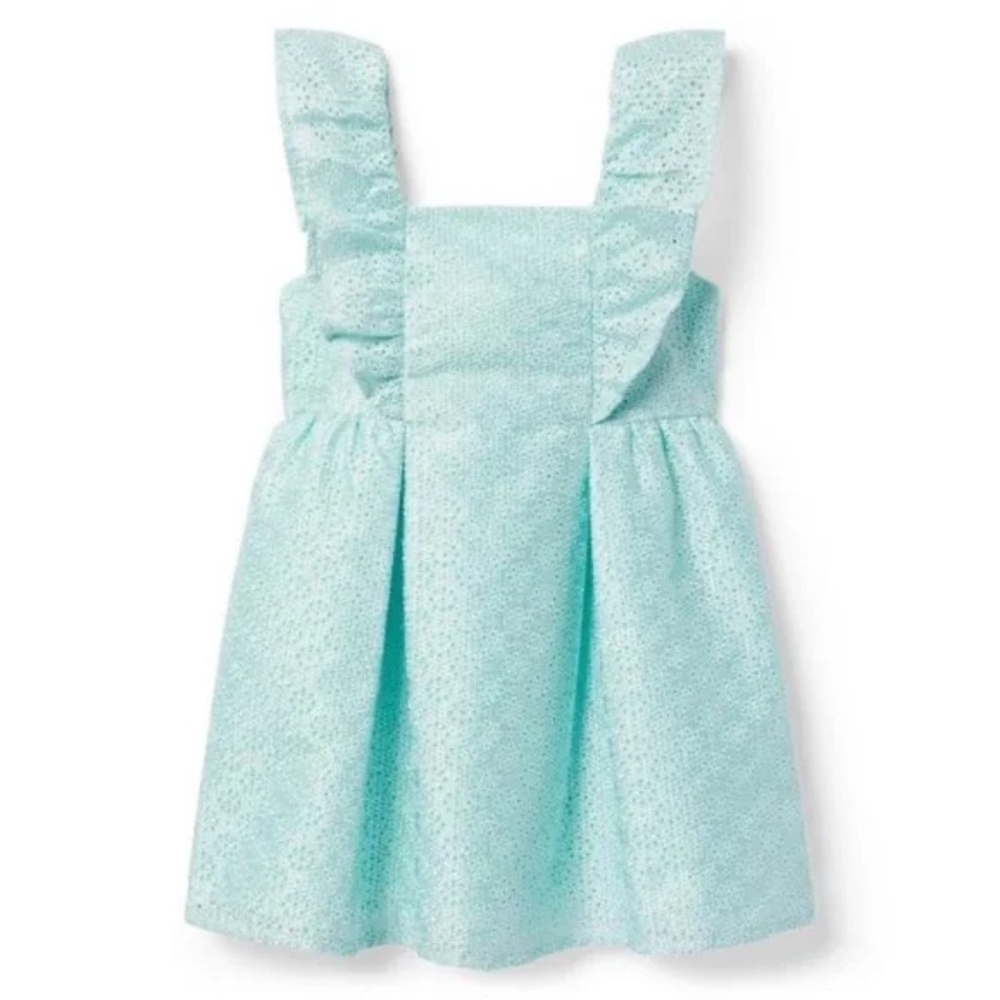 Janie and Jack Girl Fresh Mint Ruffle Eyelet Dress (Size 2T & 4)